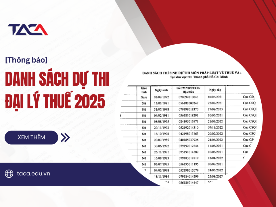 [Thông báo] Danh sách dự thi Đại lý thuế 2025