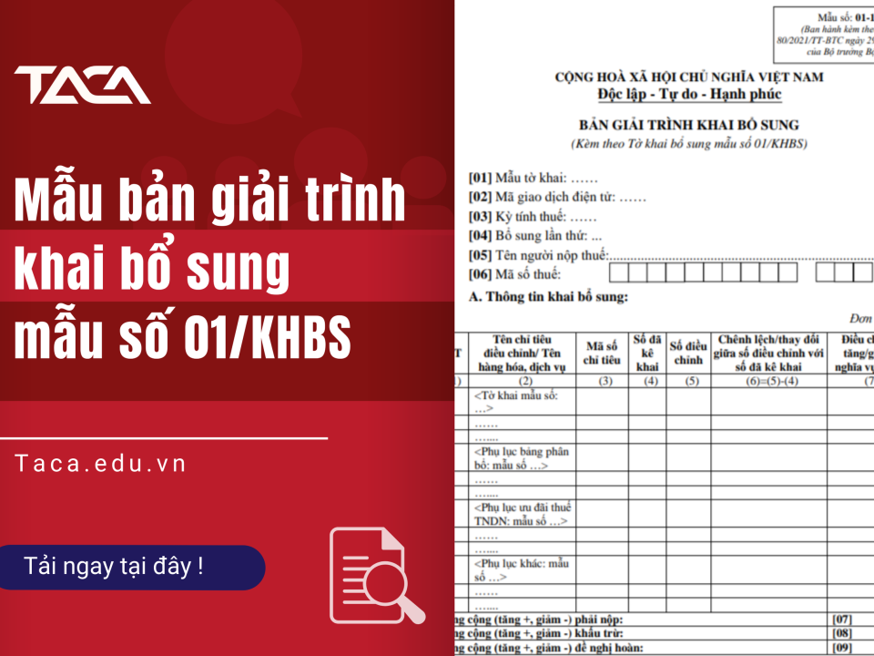 Mẫu bản giải trình khai bổ sung mẫu số 01/KHBS