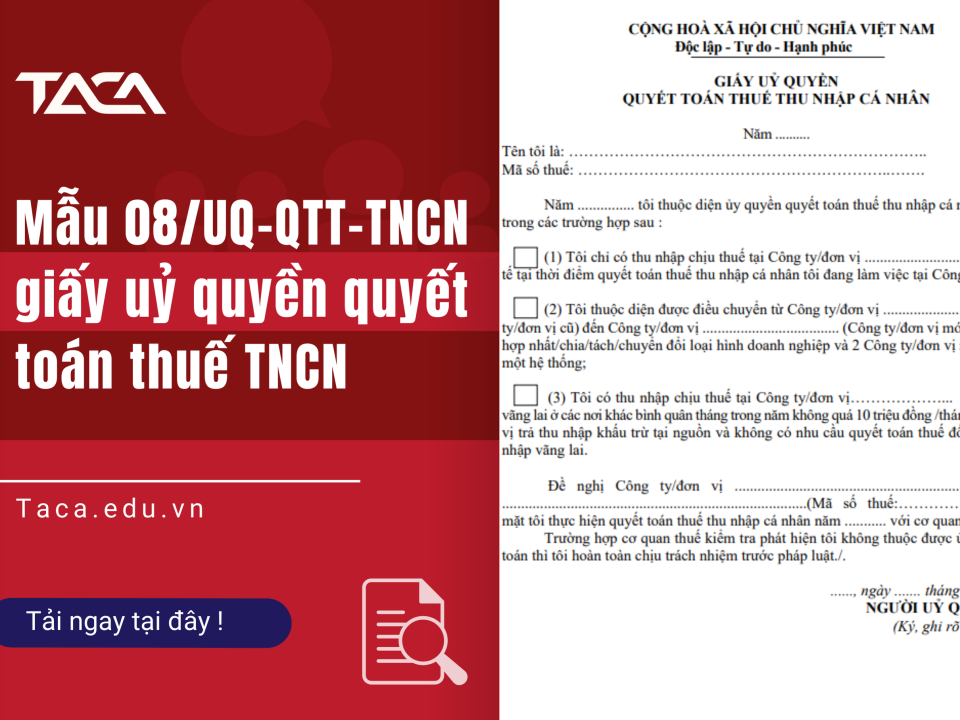 giấy uỷ quyền quyết toán thuế thu nhập cá nhân