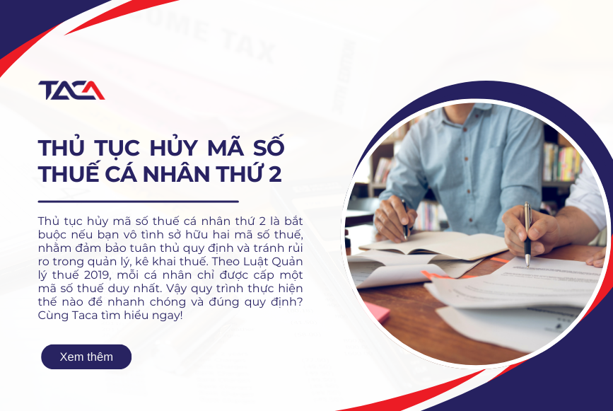 thủ tục hủy mã số thuế cá nhân thứ 2