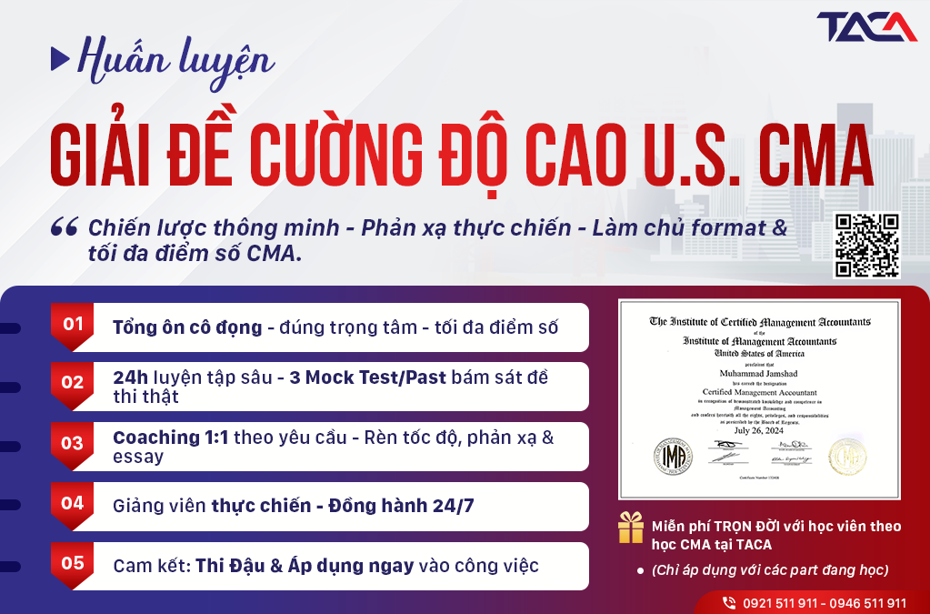 LUYỆN ĐỀ CMA - HUẤN LUYỆN GIẢI ĐỀ CƯỜNG ĐỘ CAO U.S. CMA 2026