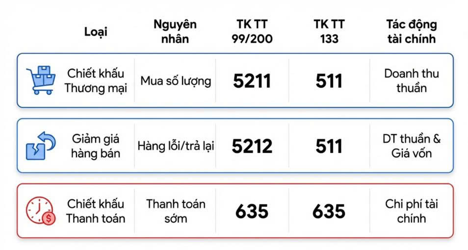 Ma trận phân loại và hạch toán các khoản giảm trừ