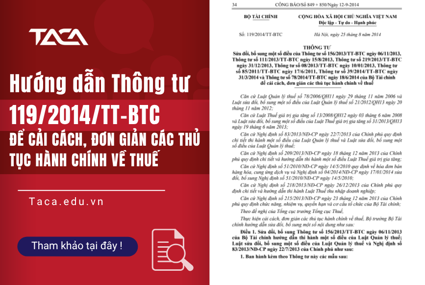 Thông tư số 119/2014/TT-BTC