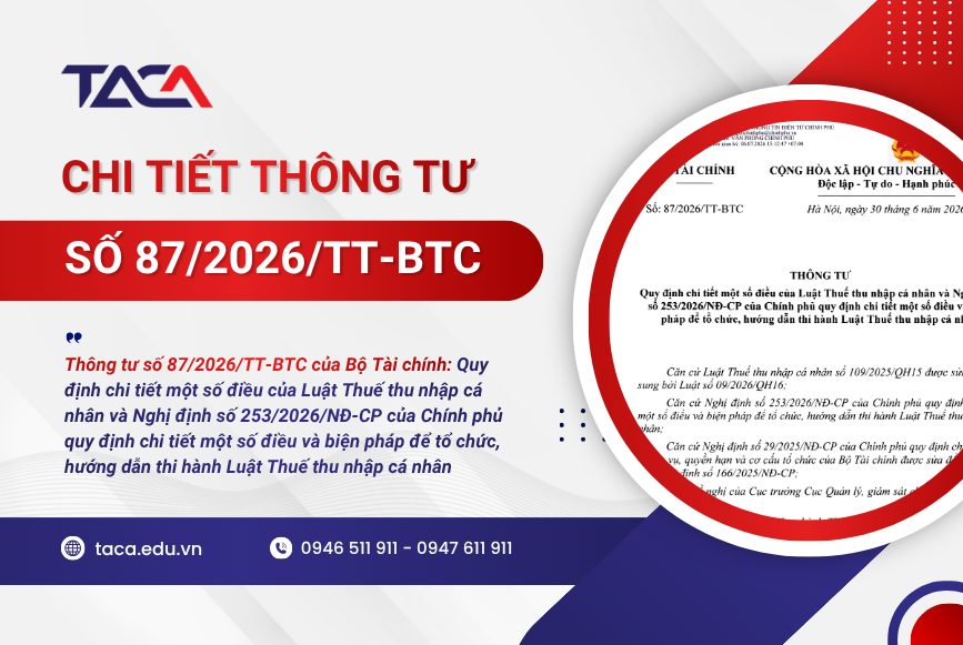Thông tư số 87/2026/TT-BTC của Bộ Tài chính